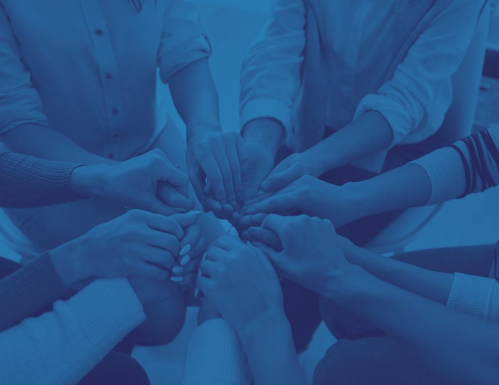 Illustration for reproductive rights: a circle of hands joined together